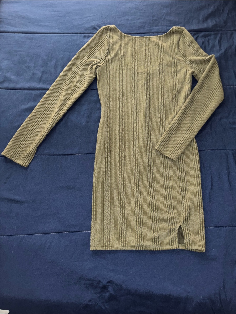 Heart Hips Olive Ribbed Long Sleeve Knit Dress